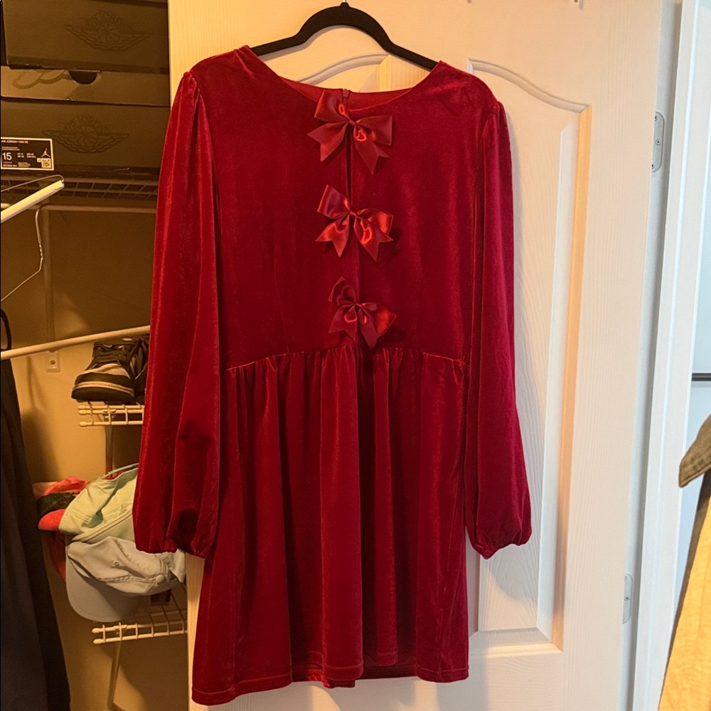 Pink Lily Red Dress with Elegant Design